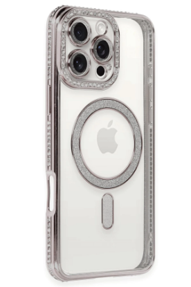 Newface iPhone 16 Pro Max Kılıf Joke Simli Magneticsafe Kılıf - Pembe resmi