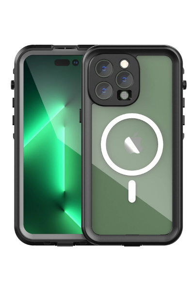 Newface iPhone 14 Pro Max Kılıf Red Pepper Magneticsafe Su Geçirmez Kılıf - Siyah-Gri resmi