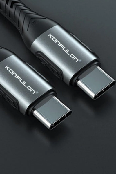 Konfulon DC43 Type-C to Type-C 1M Örgü 60W Hızlı Şarj Kablo - Yeşil resmi