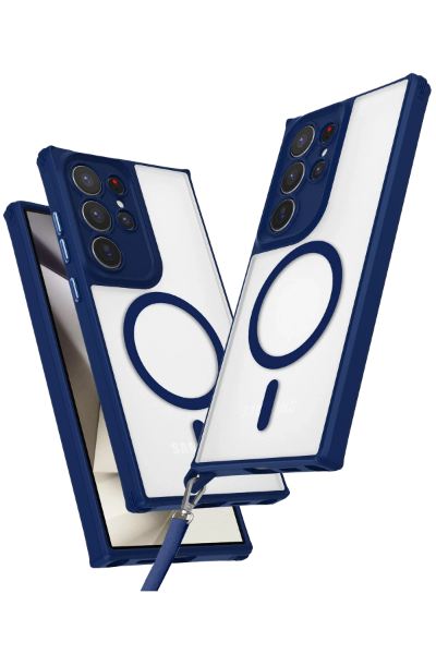 Newface Samsung Galaxy S24 Ultra Kılıf Enka Magsafe Silikon Kılıf - Lacivert resmi