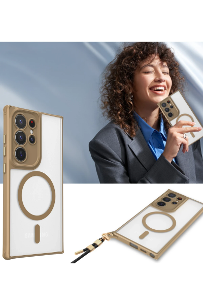 Newface Samsung Galaxy S24 Ultra Kılıf Enka Magsafe Silikon Kılıf - Lacivert resmi