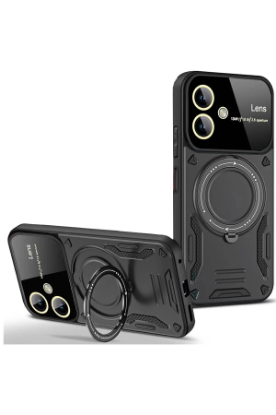 Newface Samsung Galaxy A05 Kılıf Joy Lens Standlı Kapak - Siyah resmi