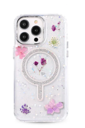 Newface iPhone 14 Pro Flower Magsafe Kapak - Mor resmi