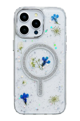 Newface iPhone 14 Pro Flower Magsafe Kapak - Krem resmi