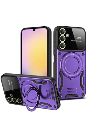 Newface Samsung Galaxy A55 5G Kılıf Joy Lens Standlı Kapak - Mor resmi