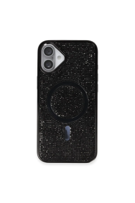 Newface iPhone 16 Plus Kılıf Diamond Magsafe Kapak - Siyah resmi