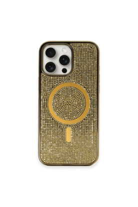 Newface iPhone 16 Pro Max Kılıf Diamond Magsafe Kapak - Gold resmi