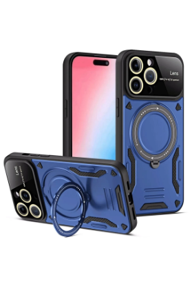 Newface iPhone 15 Pro Max Joy Lens Standlı Kapak - Lacivert resmi