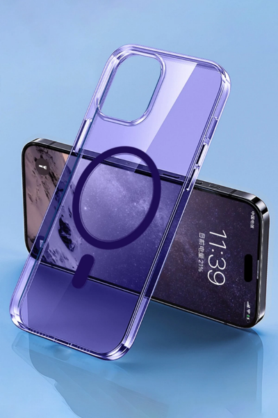 Newface iPhone 14 Pro Max Kılıf Tron Şeffaf Magsafe Kapak - Derin Mor resmi