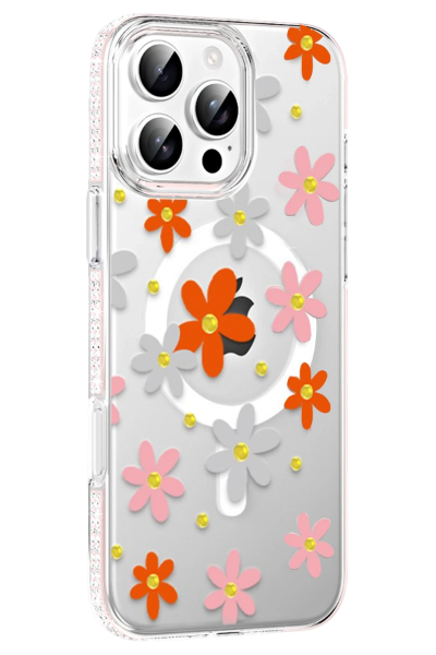 Joko Apple iPhone 16 Pro Max Floral Magsafe Kapak - Turuncu resmi