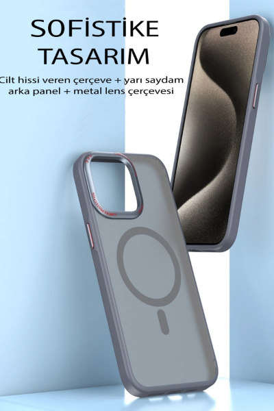 Movenchy iPhone 15 Pro Kılıf Radyant Magsafe Kapak - Turuncu resmi