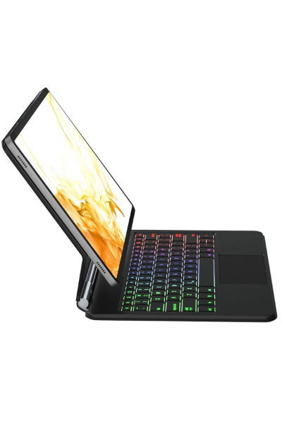 Newface Samsung Galaxy T870 Tab S7 11 Kılıf Eternal Ledli Klavyeli Tablet Kılıfı - Siyah resmi