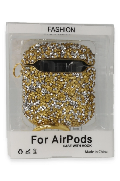 Newface Airpods 2 (2.nesil) Mira Taşlı Kılıf - Gold resmi